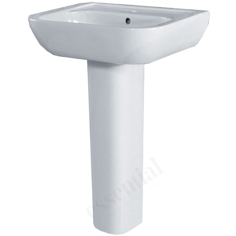 Essential Fuchsia Pedestal Basin Only 550mm 1 Tap Hole White