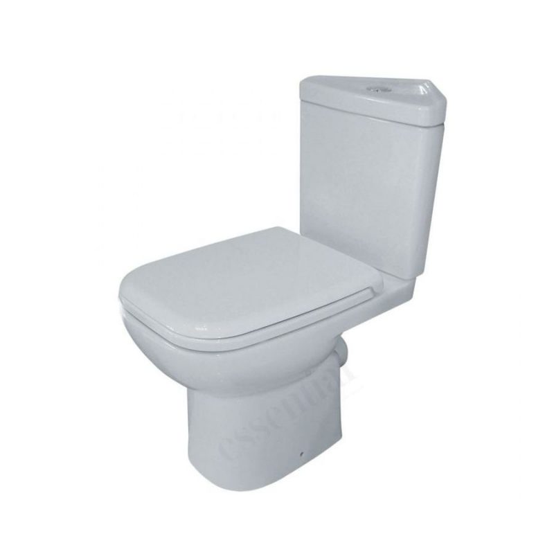 Essential Violet Corner Close Coupled Pan, Cistern & Toilet Seat