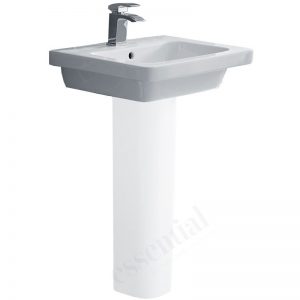 Essential Ivy Pedestal Basin Only 650mm 1 Tap Hole White