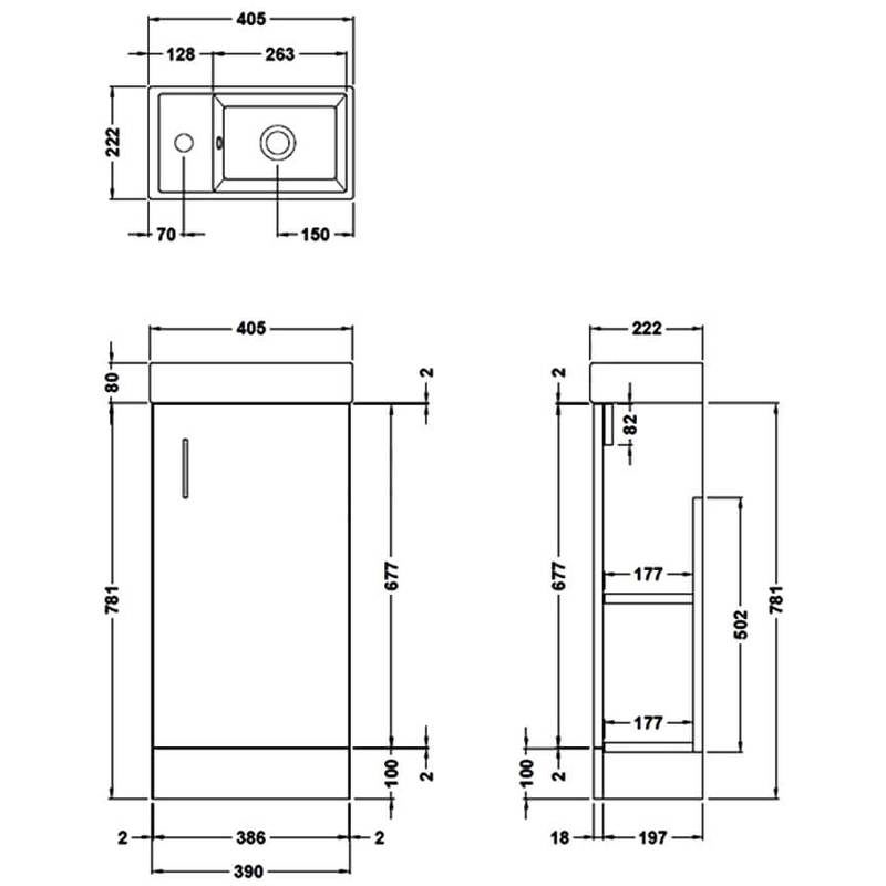 Essential Alaska 400mm Floorstanding Cloakroom Unit & Basin