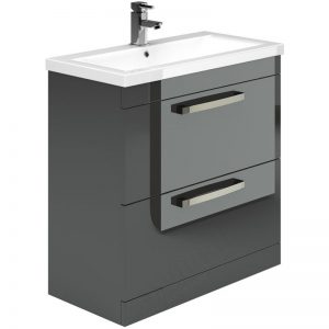 Essential Nevada Washbasin Unit & Basin 2 Drawers 800mm Grey