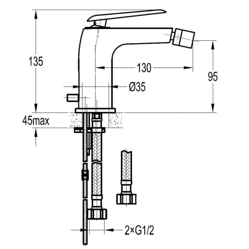 Flova Allore Mono Bidet Mixer Tap Chrome