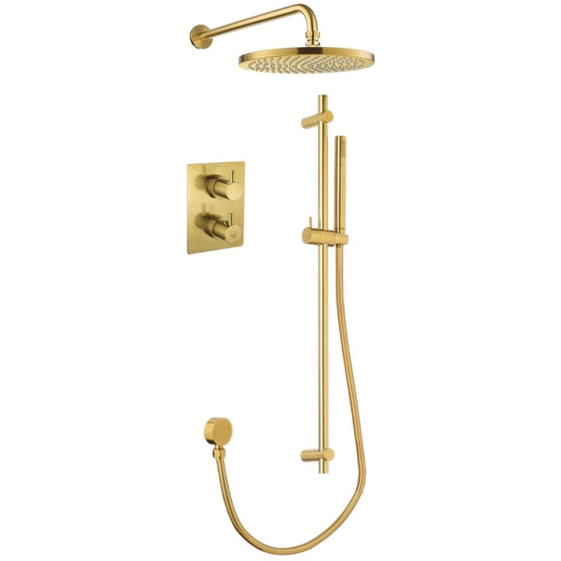 Flova Levo 2 Way Shower Set Square Brushed Brass