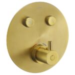 Flova Levo 2-Outlet GoClick Shower Valve Finishing Set Round Brushed Gold