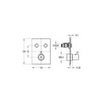 Flova Levo GoClick 2 Button Shower Valve Finishing Kit Square Plate Brushed Gold