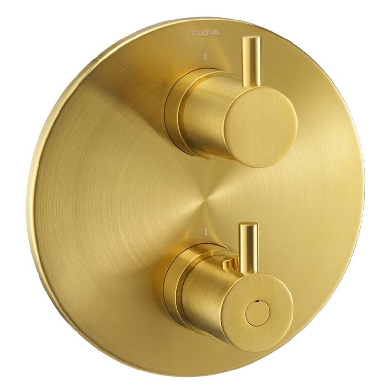 Flova Levo SmartBOX Shower Valve Finishing Set Round Brushed Gold