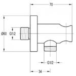 Flova Wall Outlet Elbow with Handset Holder Brushed Nickel