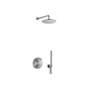 Flova Levo Round Shower Pack with Rainshower & Handshower Kit Brushed Nickel