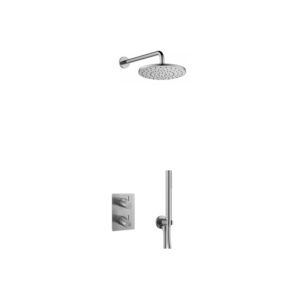 Flova Levo Square Shower Pack with Rainshower & Handshower Kit Brushed Nickel