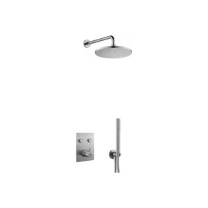 Flova Levo GoClick Square Shower Pack with Rainshower & Handshower Kit Brushed Nickel
