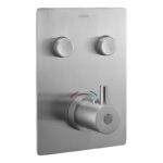 Flova Levo GoClick 2 Button Shower Valve Finishing Kit Square Plate Brushed Nickel