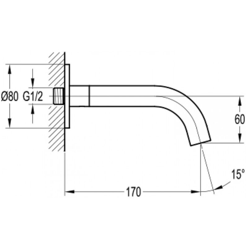 Flova 170mm Wall Bath Spout Brushed Nickel
