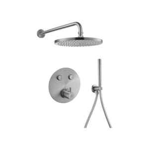 Flova Brushed Nickel GoClick 2 Outlet Shower Pack with Handset Kit Round