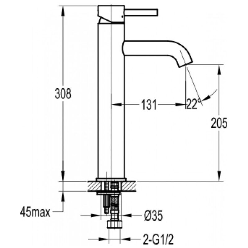 Flova Levo Tall Basin Mixer Tap Brushed Nickel