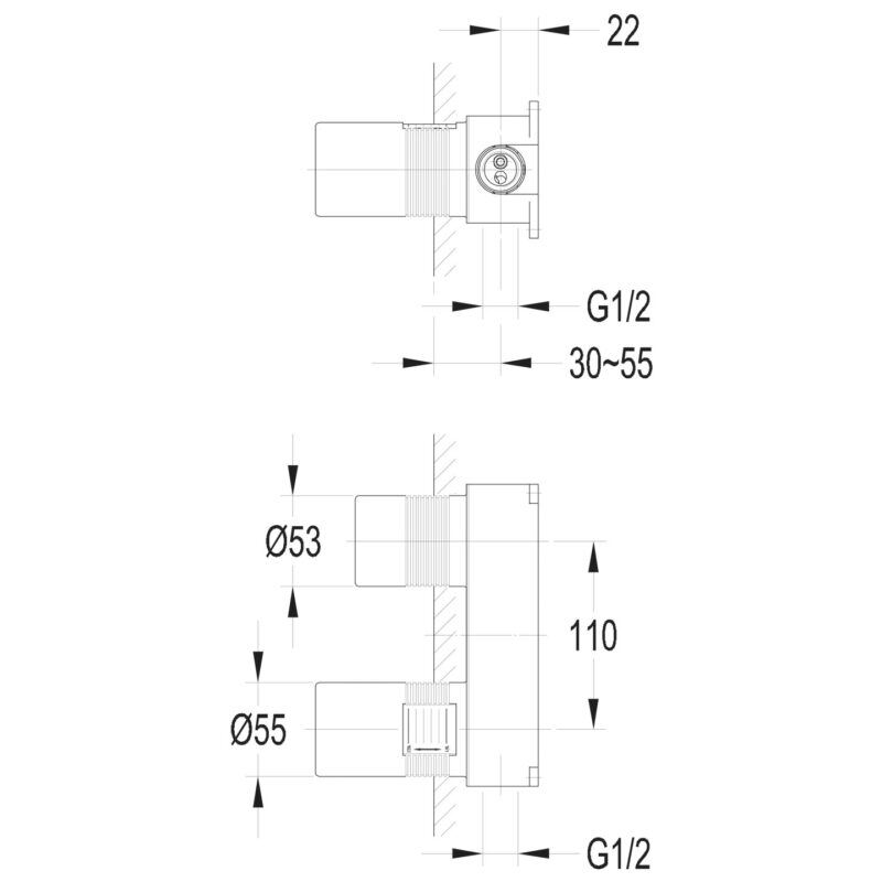 Flova 2-Hole Concealed Basin Mixer SmartBOX for Smart / Urban
