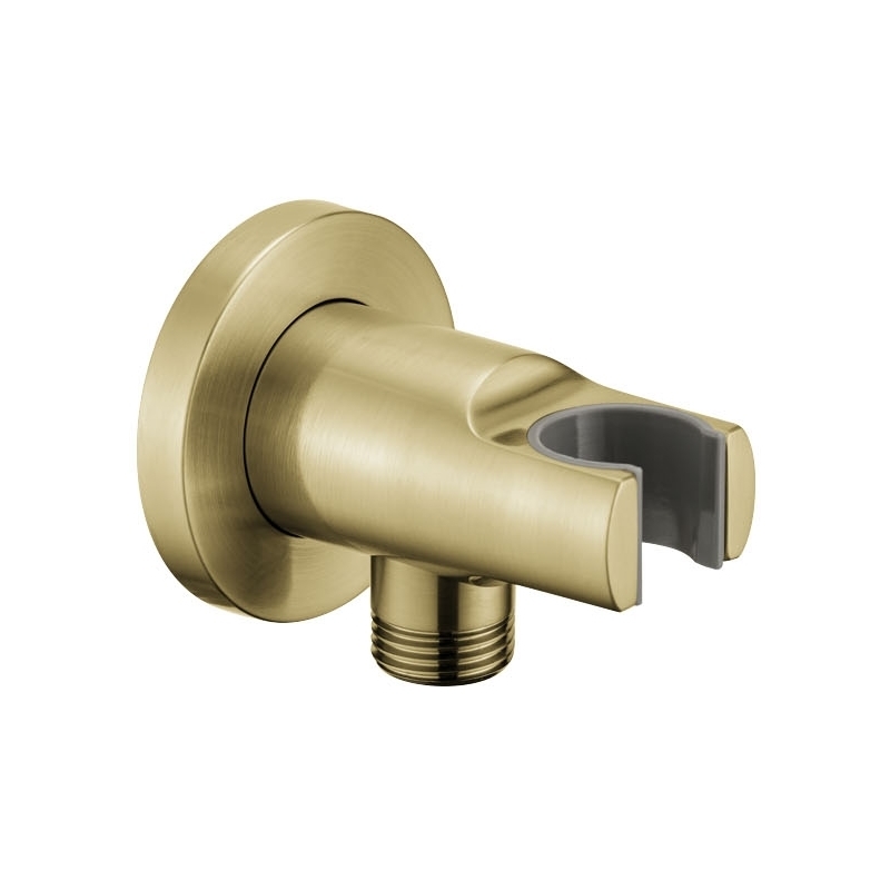 Flova Round Wall Outlet Elbow with Holder Brushed Brass Flova Round Wall Outlet Elbow with Holder Brushed Brass