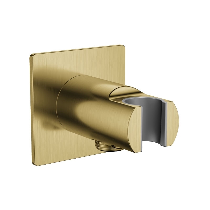 Flova Wall Outlet with Handset Holder Square Brushed Brass Flova Wall Outlet with Handset Holder Square Brushed Brass