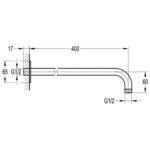 Flova Wall Mounted 400mm Shower Arm Square Brushed Brass