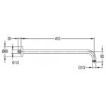 Flova Wall Mounted 400mm Shower Arm Round Brushed Brass