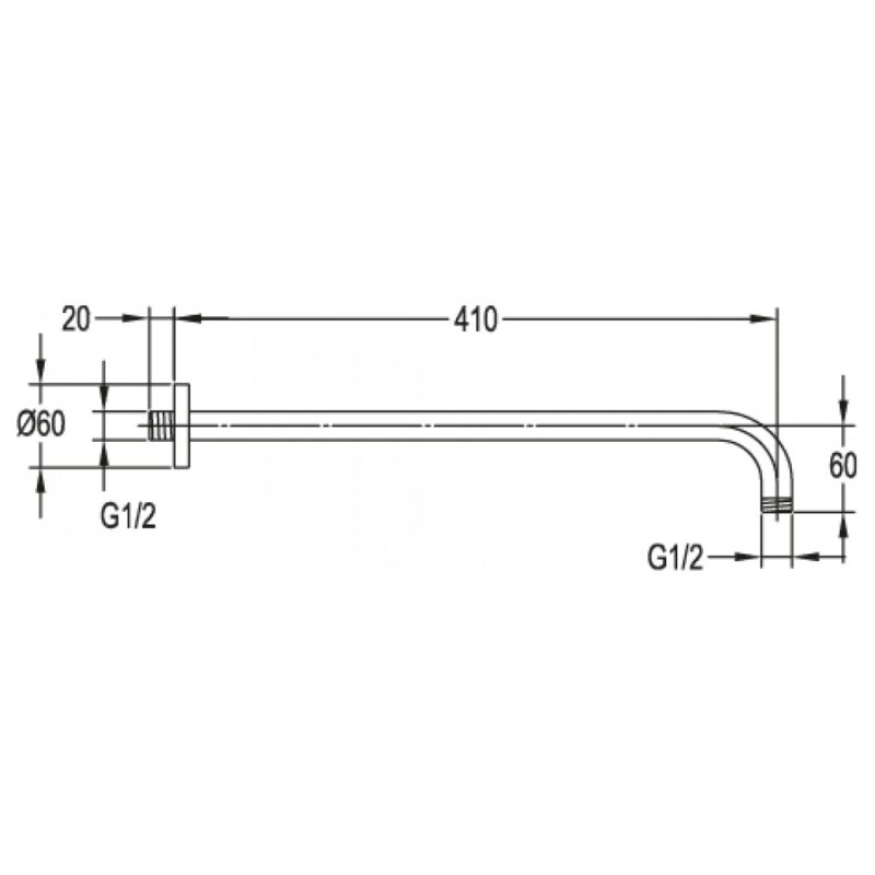 Flova Wall Mounted 400mm Shower Arm Round Brushed Brass
