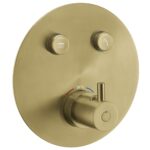 Flova Levo Round 2-Outlet GoClick Shower Valve Finishing Set Brushed Brass
