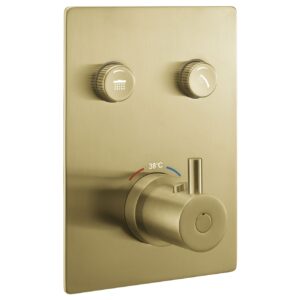 Flova Square 2-Outlet GoClick Shower Valve Finishing Set Brushed Brass