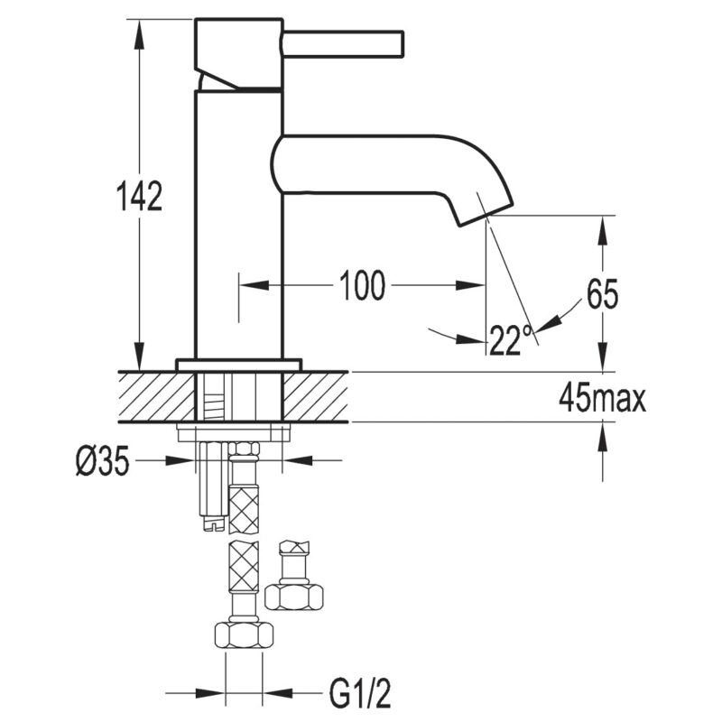 Flova Levo 142mm Single Lever Basin Mixer Brushed Brass