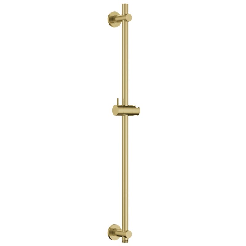 Flova Slide Rail with Integral Wall Outlet Round Plate Brushed Brass