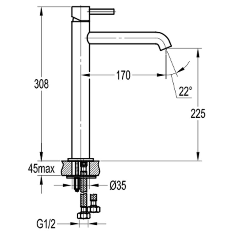 Flova Levo 308mm Single Lever Basin Mixer Brushed Brass