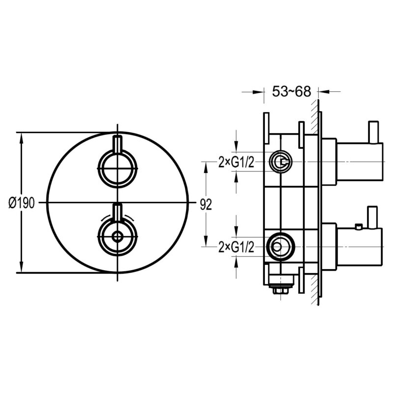 Flova Levo Round SmartBOX Shower Valve Finishing Set Brushed Brass