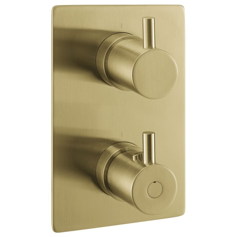 Flova Levo Square SmartBOX Shower Valve Finishing Set Brushed Brass