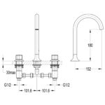 Flova Moonlight 3-Hole Deck Mounted Basin Mixer Brushed Brass
