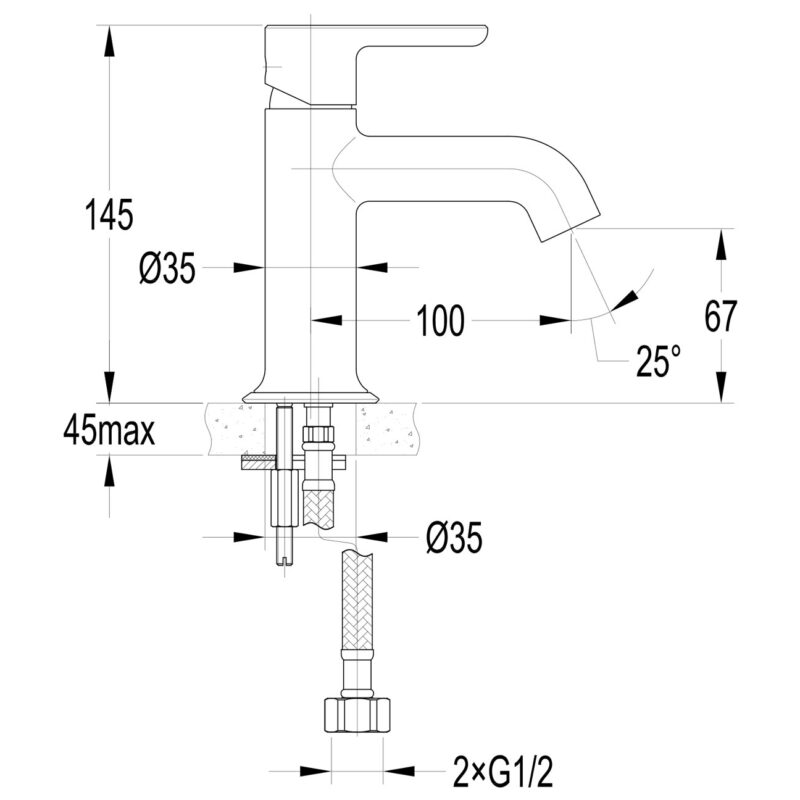 Flova Moonlight 145mm Single Lever Basin Mixer Brushed Brass