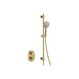 Flova Smart Round Shower Pack with Slide Rail Brushed Brass