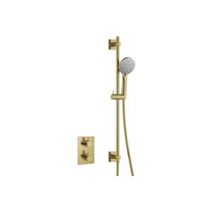 Flova Smart Square Shower Pack with Slide Rail Brushed Brass