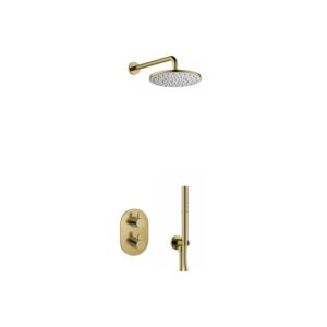 Flova Smart Round Shower Pack with Rainshower & Handshower Brushed Brass