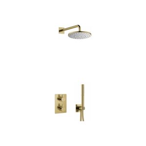 Flova Smart Square Shower Pack with Rainshower & Handshower Brushed Brass