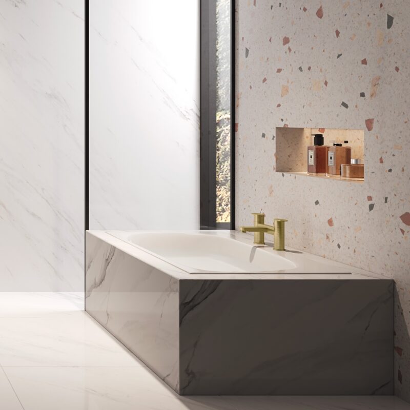 Flova Smart 2-Hole Deck Mounted Bath Filler Brushed Brass