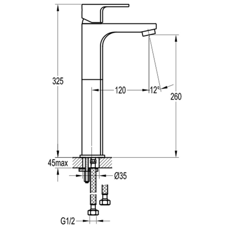 Flova Smart 325mm Single Lever Basin Mixer Brushed Brass