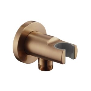 Flova Wall Outlet with Handset Holder Round Brushed Bronze