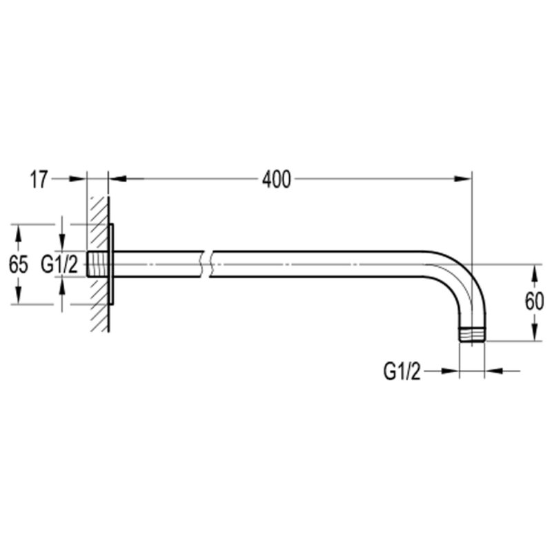 Flova Wall Mounted 400mm Shower Arm Square Plate Brushed Bronze