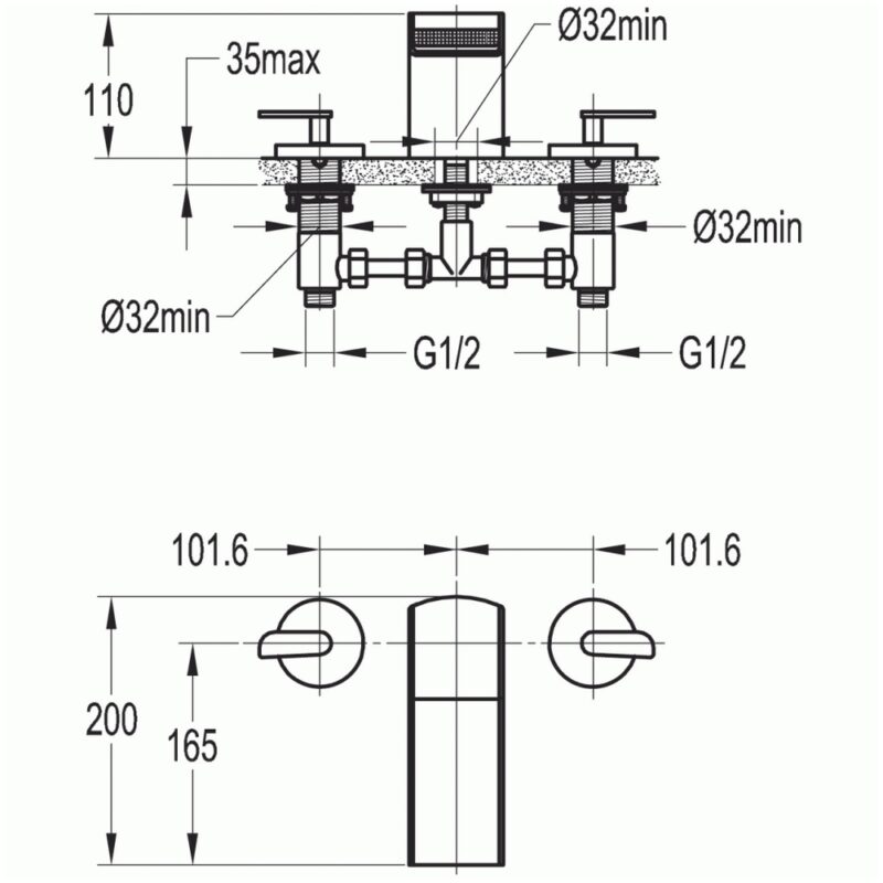 Flova Cascade 3-Hole Deck Mounted Bath Filler