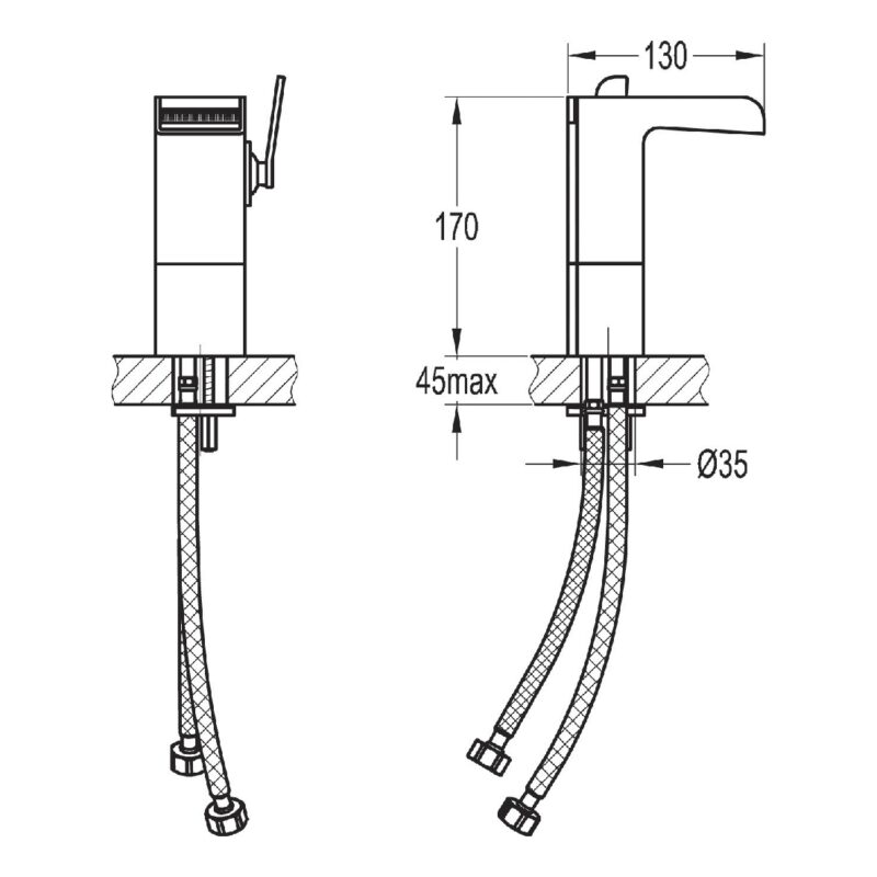 Flova Cascade Mid Height Single Lever Basin Mixer with Waste