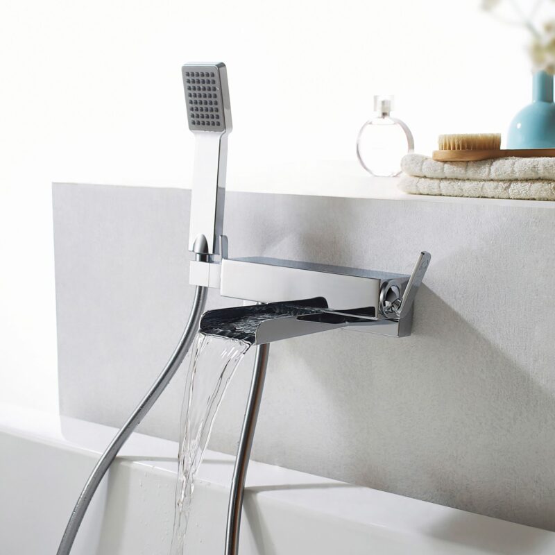Flova Cascade Wall Bath Shower Mixer with Handset & Hose
