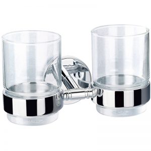 Flova Coco Double Glass Tumblers & Brass Holders