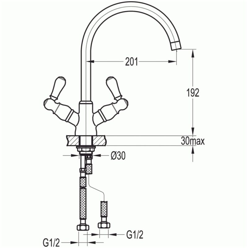 Flova Elegance Lever Two Handle Kitchen Mixer
