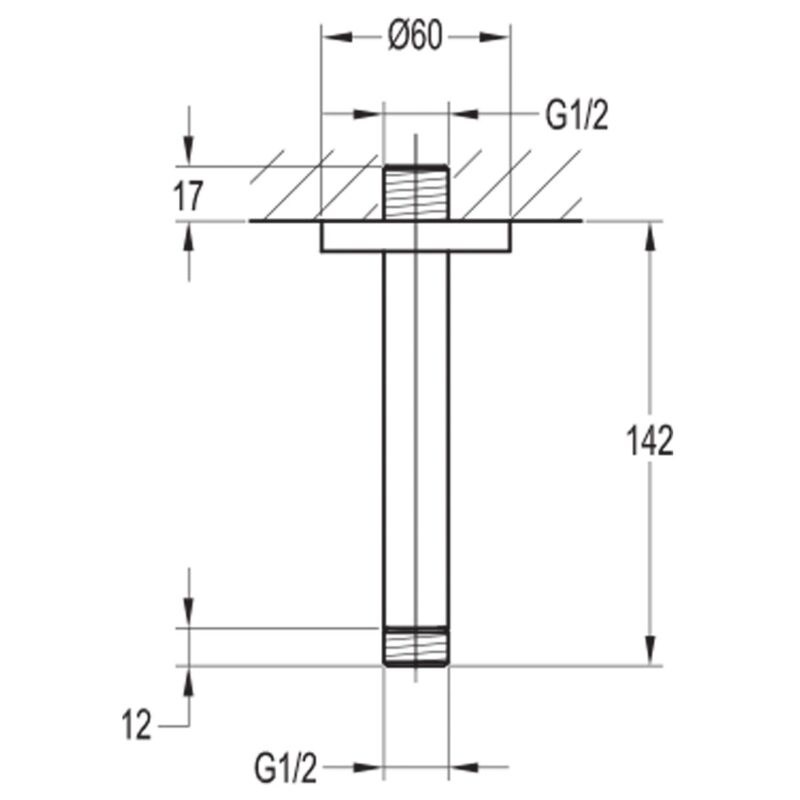 Flova 120mm Ceiling Mounted Shower Arm Gun Metal