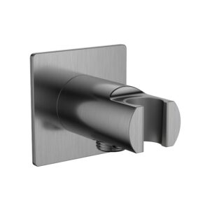 Flova Wall Outlet with Handset Holder Square Plate Gun Metal