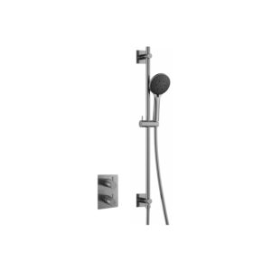 Flova Levo Square Shower Pack with Slide Rail Gun Metal