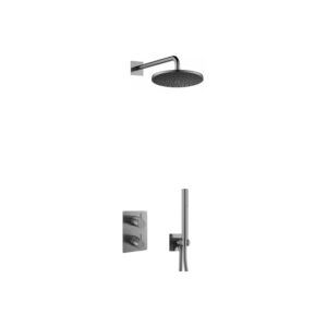 Flova Levo Square Shower Pack with Rainshower & Handshower Kit Gun Metal